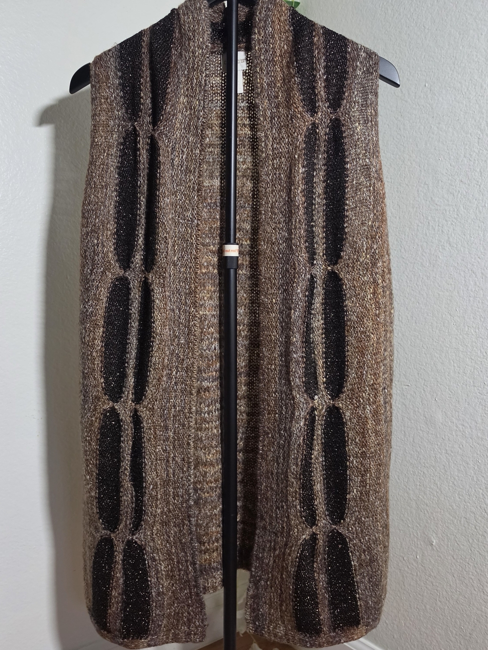 Chico's Brown & Black Long Knit Open Vest